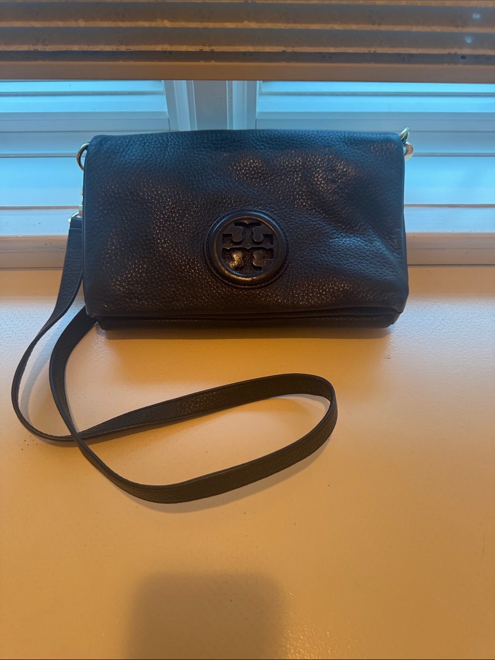 Tory Burch Black Pebbled Leather Crossbody Bag